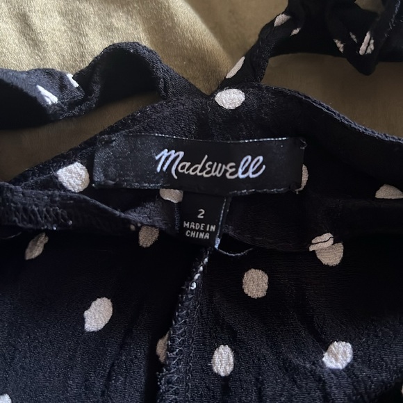 Madewell ruffle strap cami black and white polka dot size 2 - Picture 6 of 6